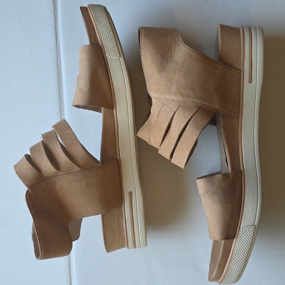 🌸Eileen Fisher | Tan Slice Tumbled Nubuck‎  Snqeaker Sandals Size 10 - Picture 5 of 12